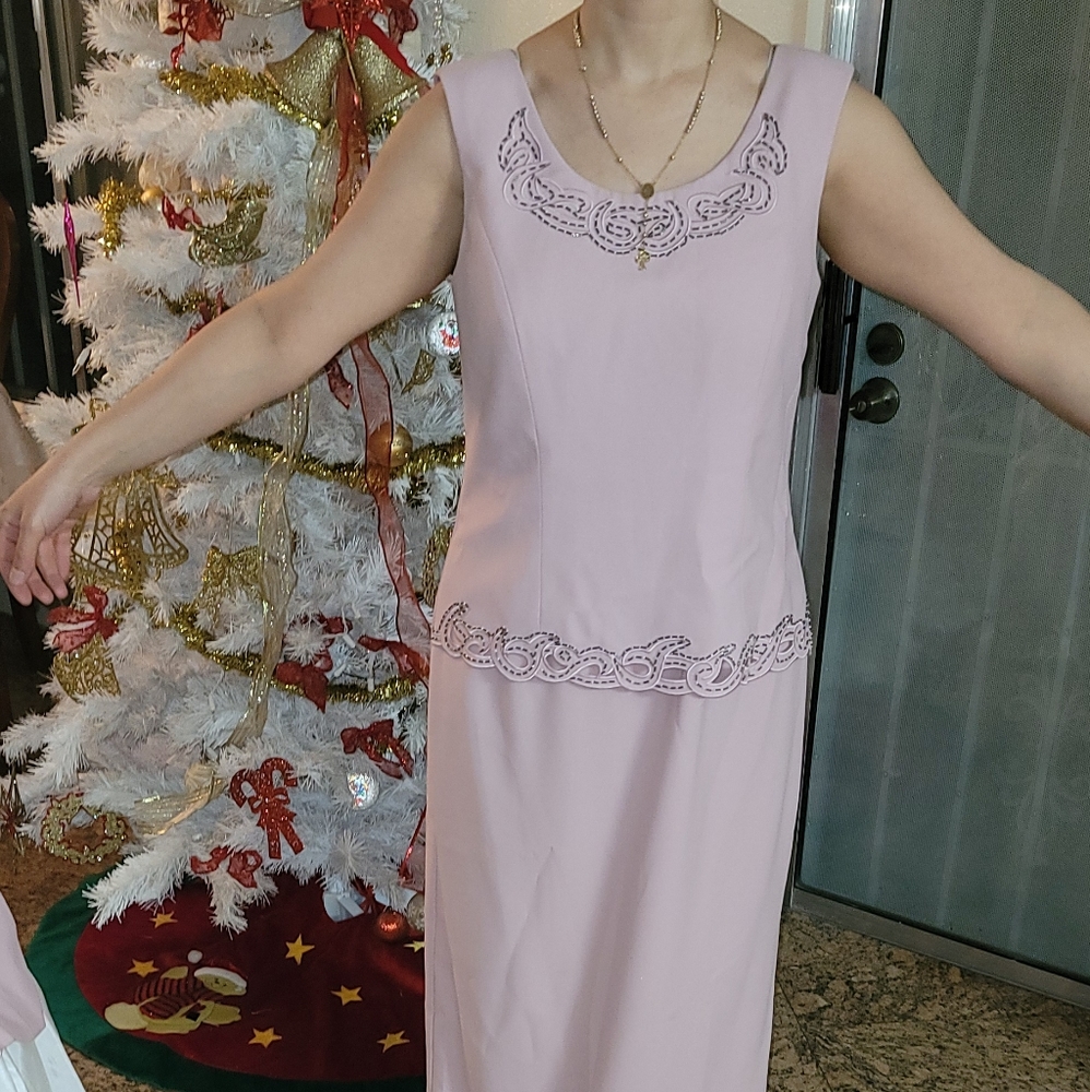 Designed Light Pink Maxi With Blazer